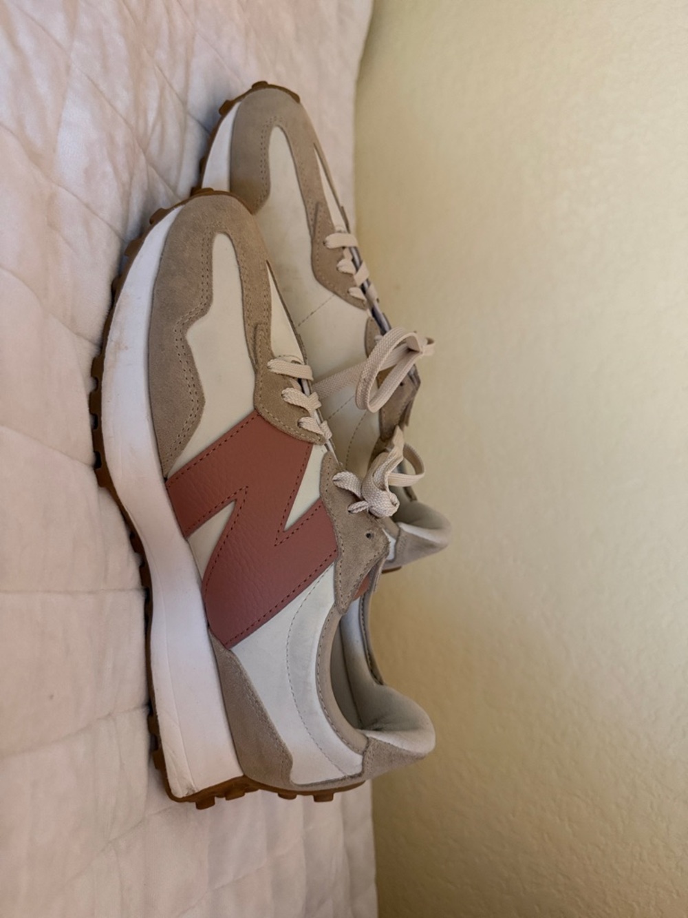 New Balance Beige and Dusty Rose Retro Runner Sneakers